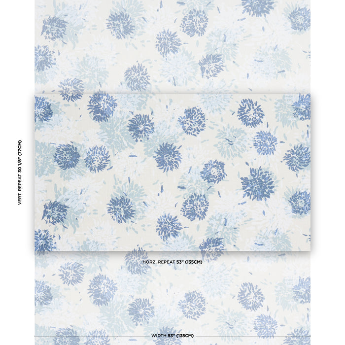 Schumacher Chrysanthemum By Tillett Blues Fabric TL400013