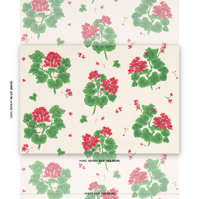 Schumacher Geranium Red On Natural Fabric TL400021