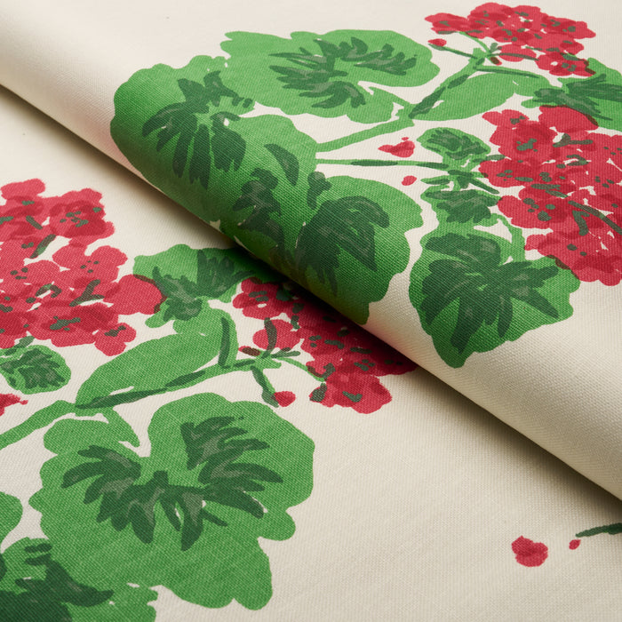 Schumacher Geranium Red On Natural Fabric TL400021