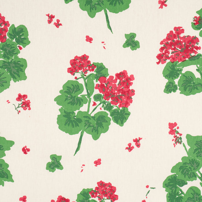 Schumacher Geranium Red On Natural Fabric TL400021