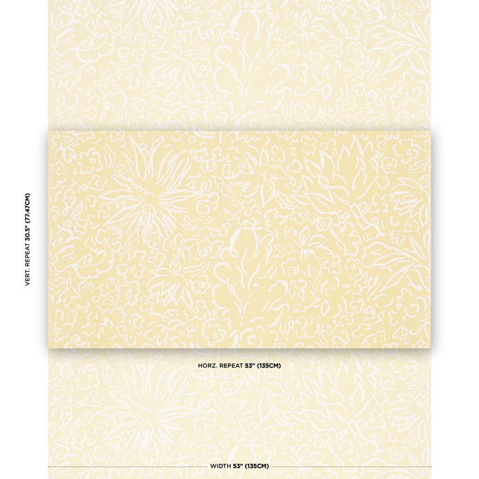 Schumacher Matisse White On Yellow Fabric TL400051