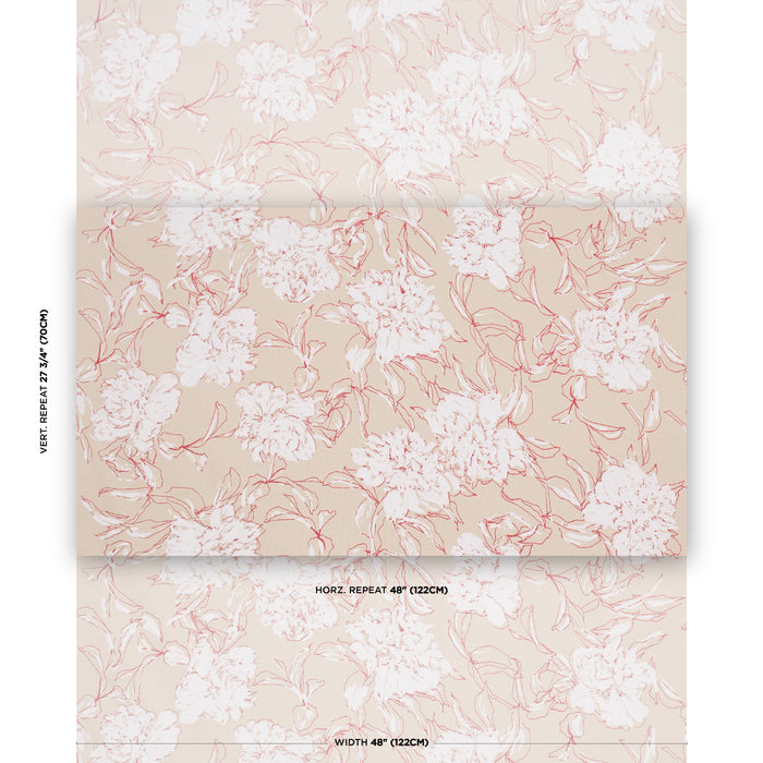 Schumacher Peony Silhouette Red Fabric Sample TL400060