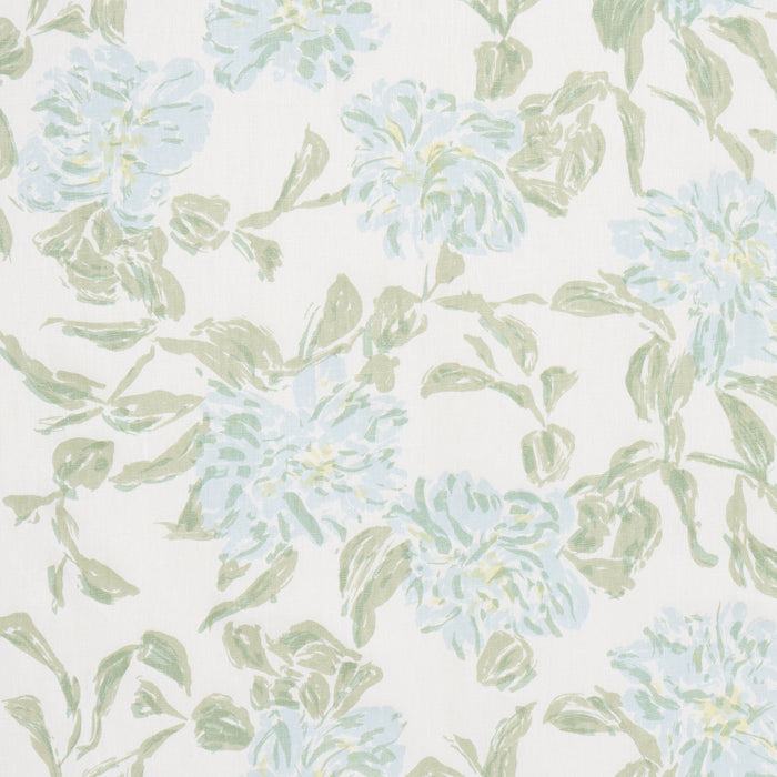 Schumacher Peony Green & Soft Blue Fabric TL400070
