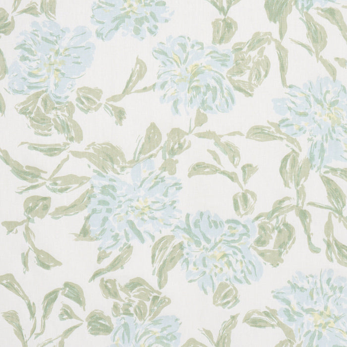 Schumacher Peony Green & Soft Blue Fabric Sample TL400070