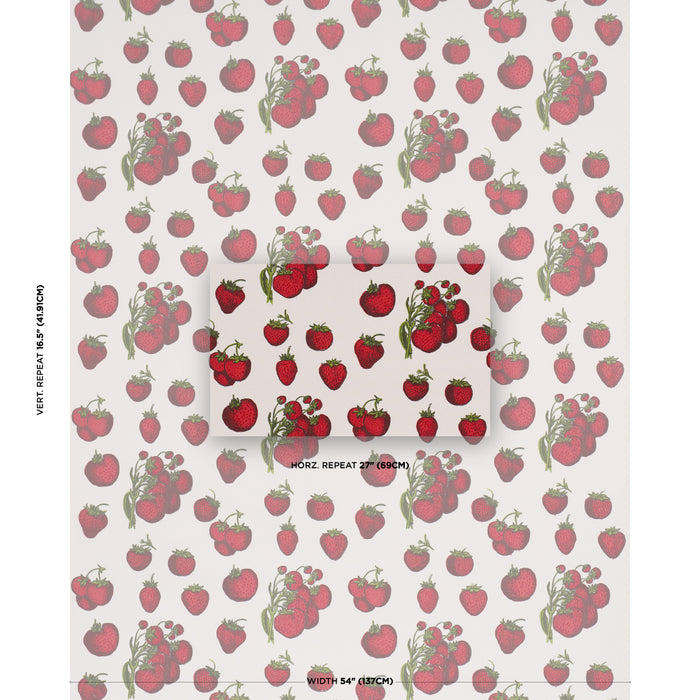 Schumacher Strawberry Fields Red Fabric Sample TL400081