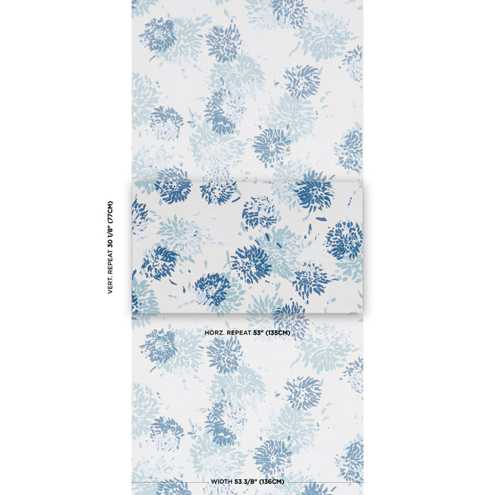 Schumacher Chrysanthemum By Tillett Blues Wallpaper Sample TL800001
