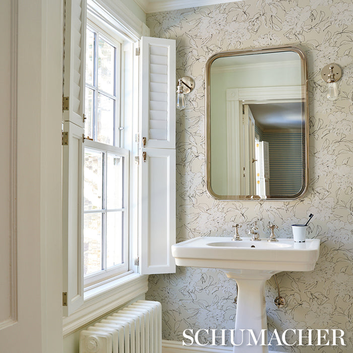 Schumacher Peony Silhouette Graphite Wallpaper TL800011