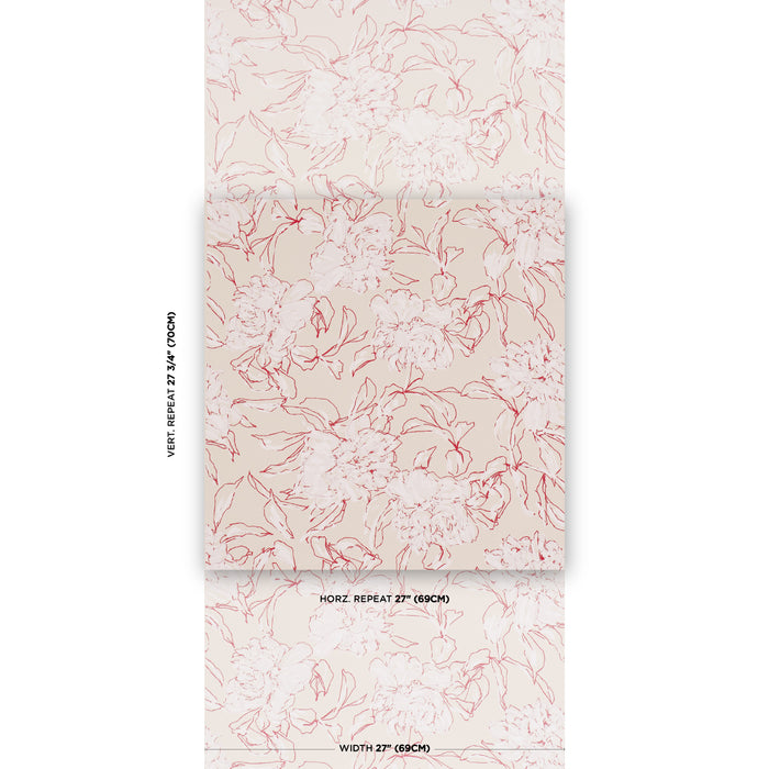 Schumacher Peony Silhouette Red Wallpaper TL800012
