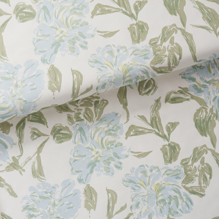 Schumacher Peony Green & Soft Blue Wallpaper Sample TL800020
