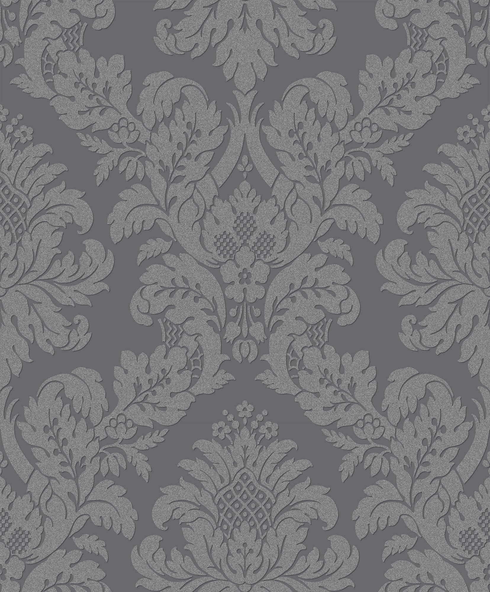 Seabrook Designs Classic Damask Charcoal Wallpaper UK10435