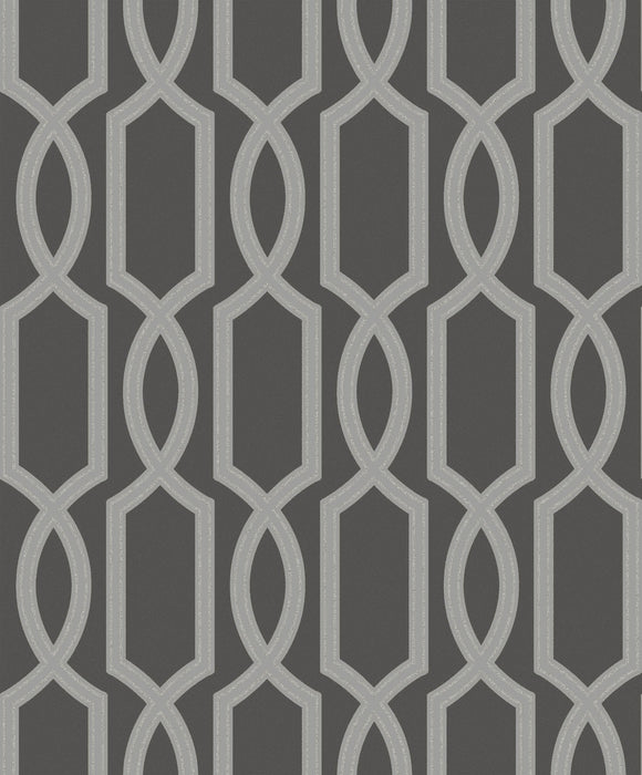 Seabrook Designs Bead Trellis Charcoal Wallpaper Sample UK11705