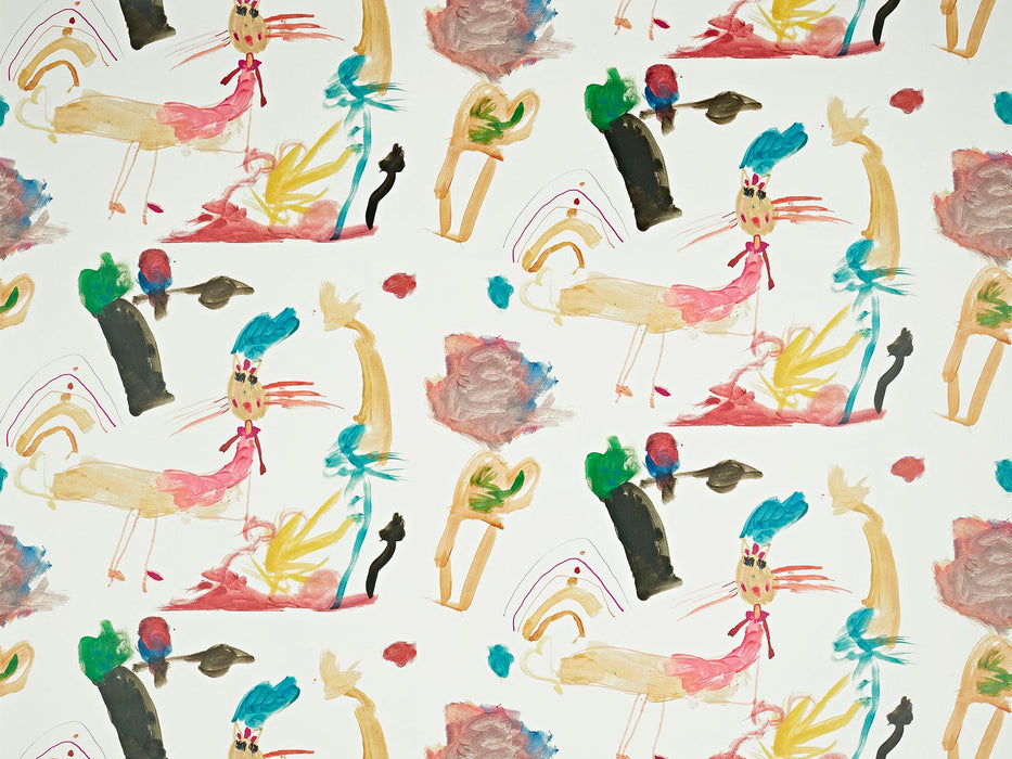 Pierre Frey La Balade Du Chat De Prune Multicolore Wallpaper Sample FP812001