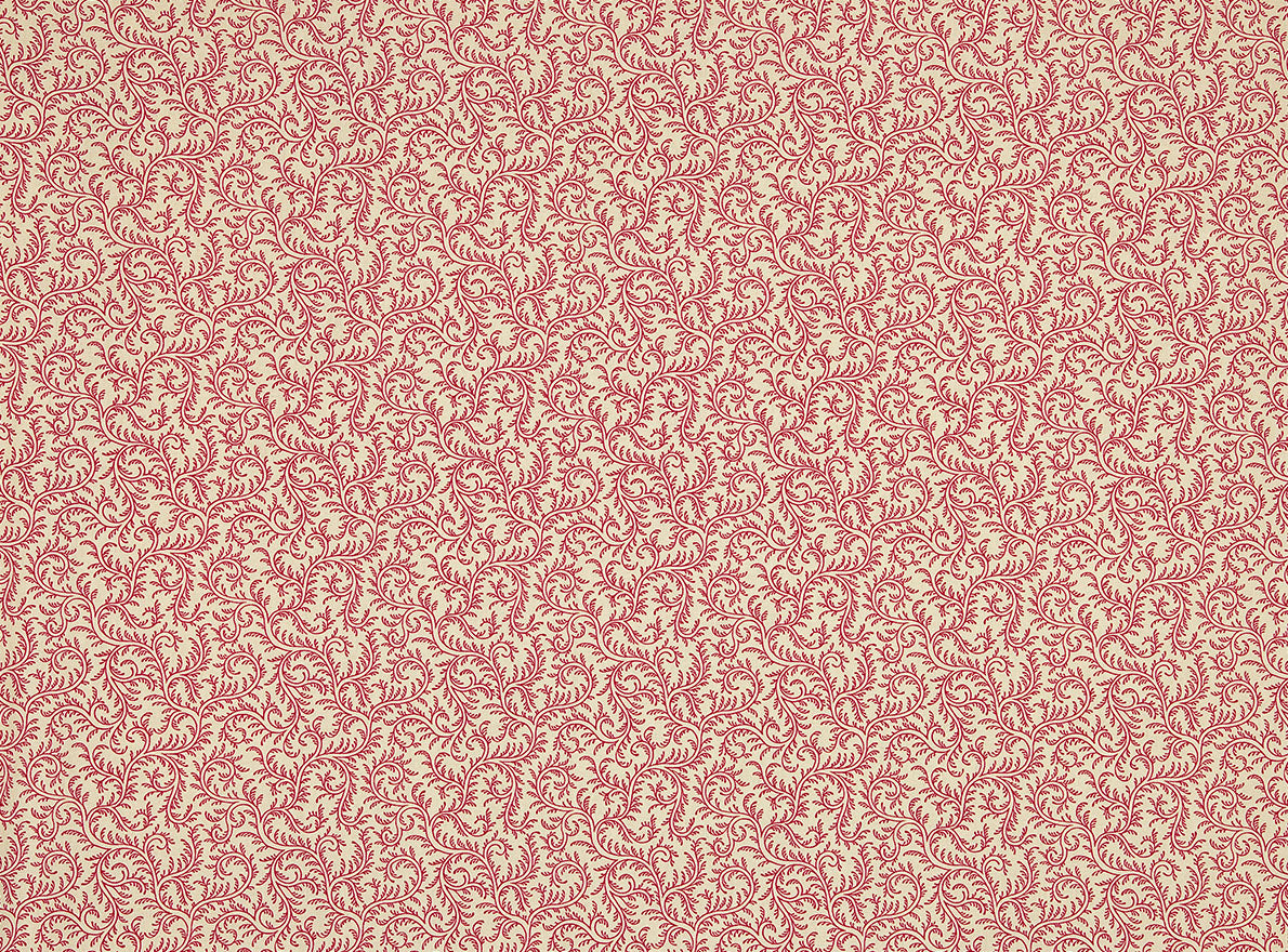 Braquenie Le Grand Corail Vermicule Assorti Rouge Fond Creme Fabric B081C001