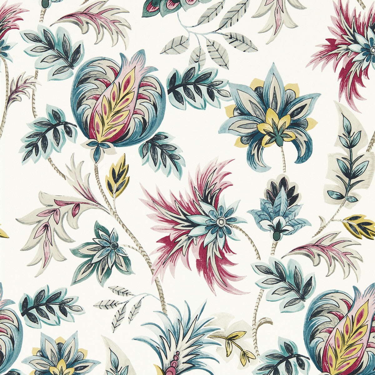 Clarke & Clarke Sizergh Teal Berry Wp Wallpaper Sample W0198/04.CAC.0