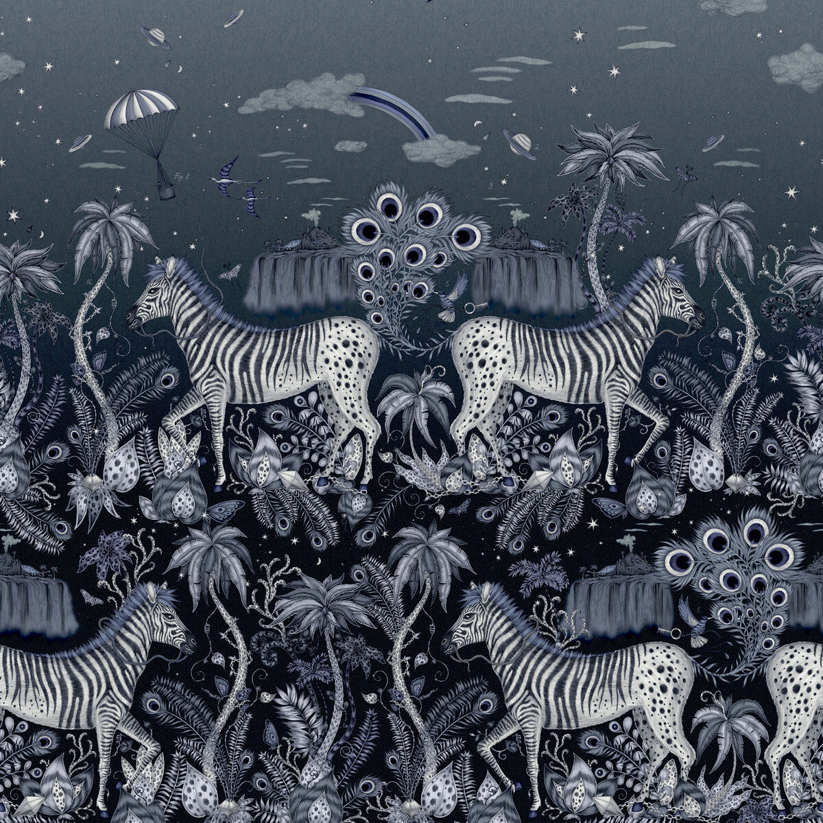 Clarke & Clarke Lost Adventure Midnight Wp Wallpaper Sample W0201/01.CAC.0