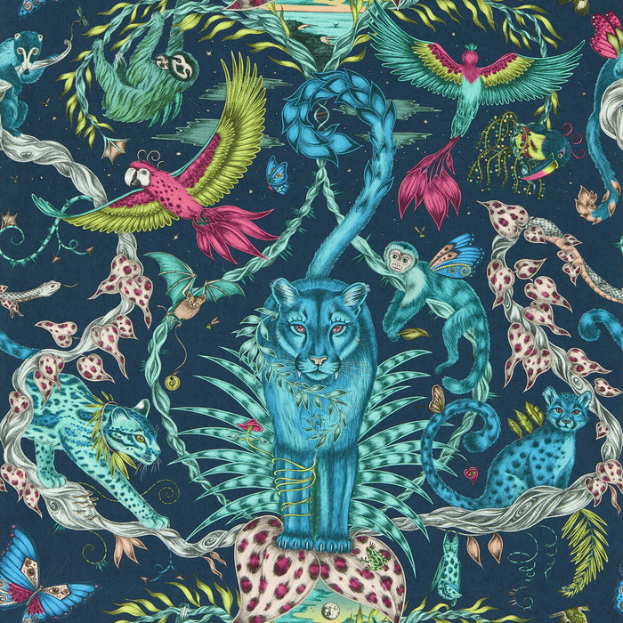 Clarke & Clarke Bosque Dreams Navy Wp Wallpaper Sample W0213/03.CAC.0