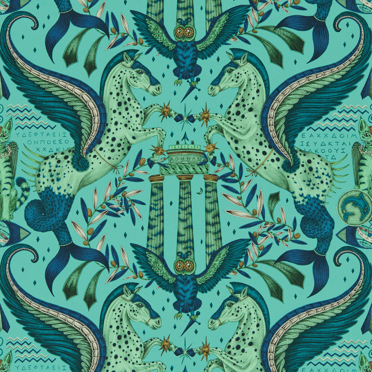Clarke & Clarke Odyssey Mythos Peacock Wp Wallpaper Sample W0215/02.CAC.0