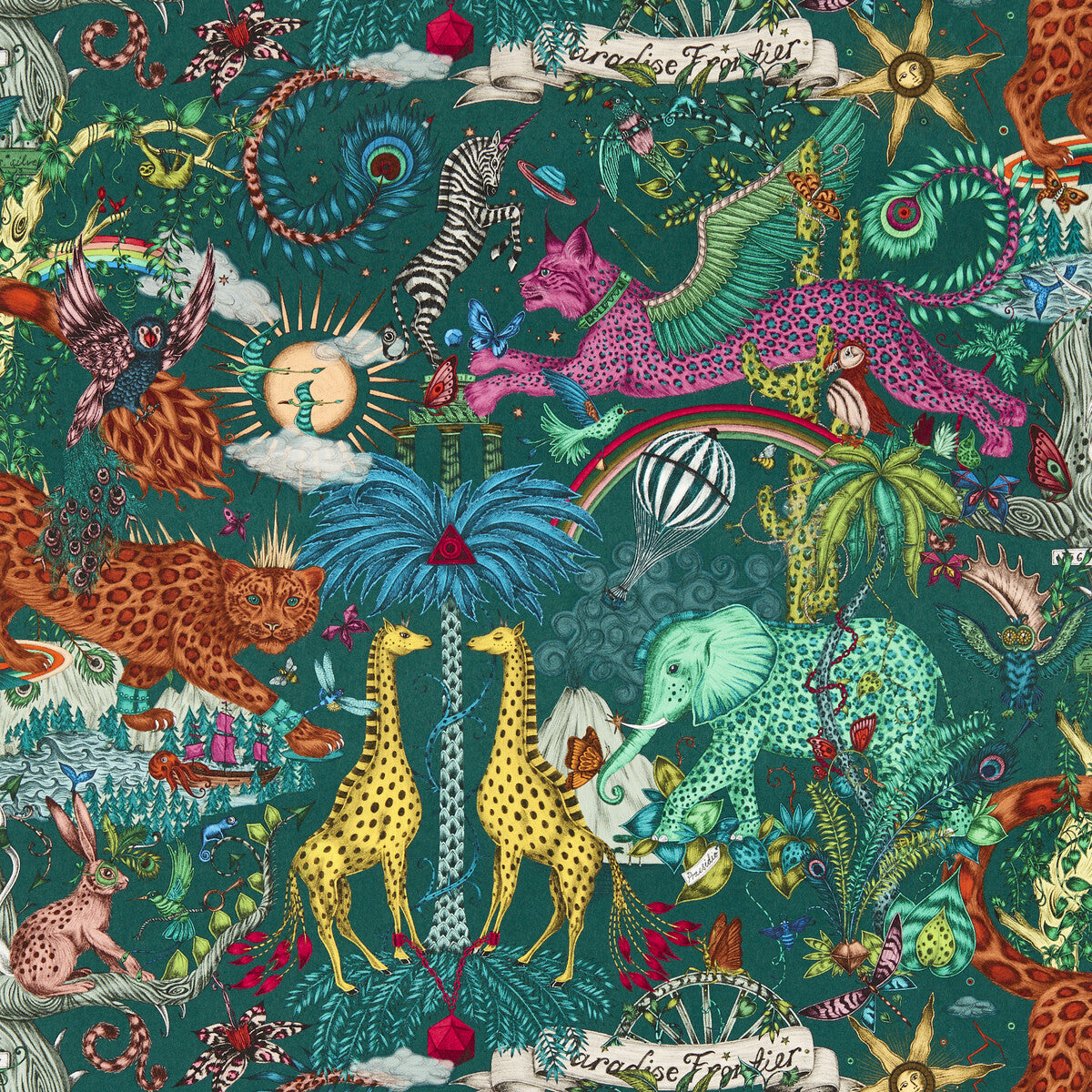 Clarke & Clarke Paradise Lost Teal Wp Wallpaper Sample W0216/05.CAC.0