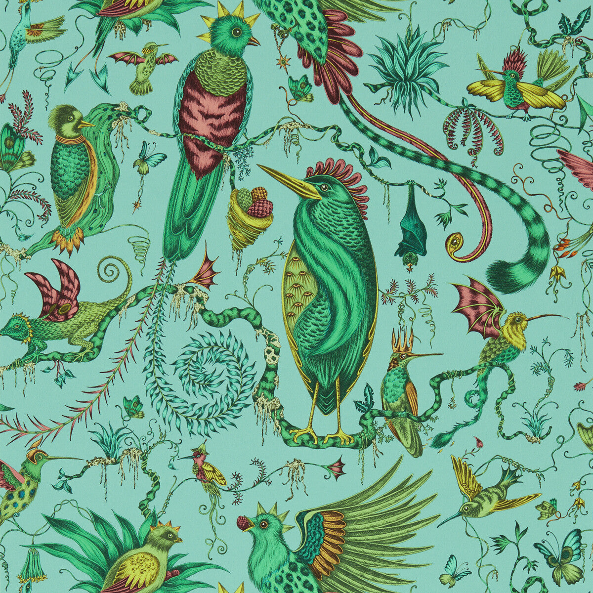 Clarke & Clarke Quetzal Aqua Wp Wallpaper Sample W0217/01.CAC.0