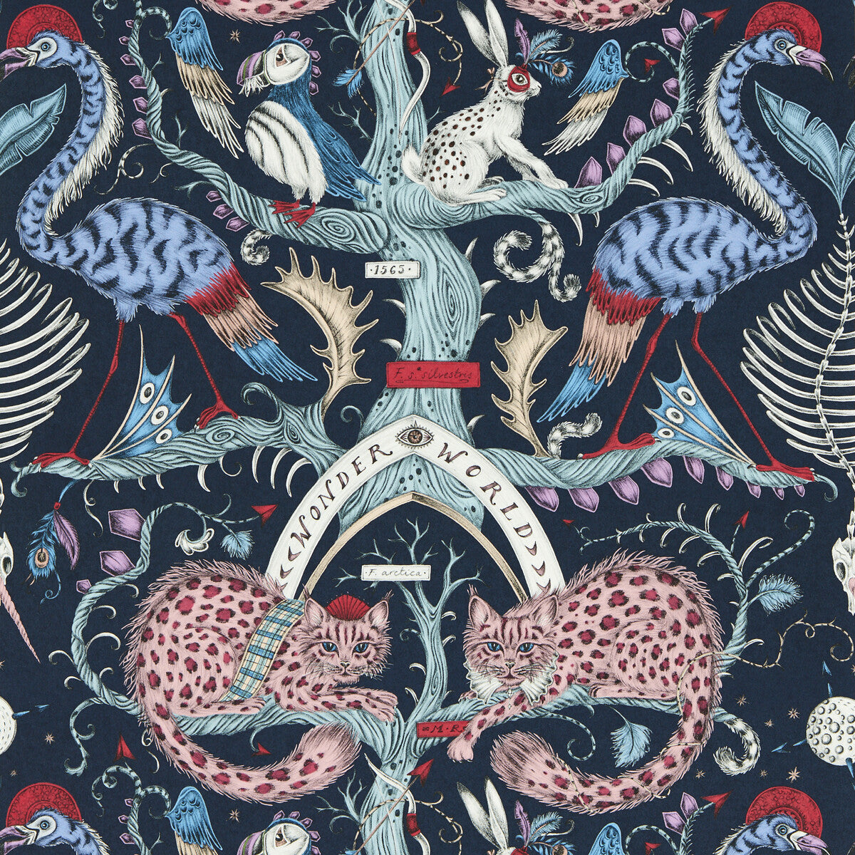 Clarke & Clarke Wonder World Berry Wp Wallpaper Sample W0219/01.CAC.0