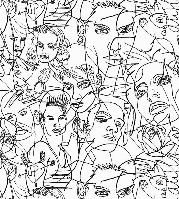 Jean Paul Gaultier Croquis Ecru / Noir Wallpaper Sample WH033220001