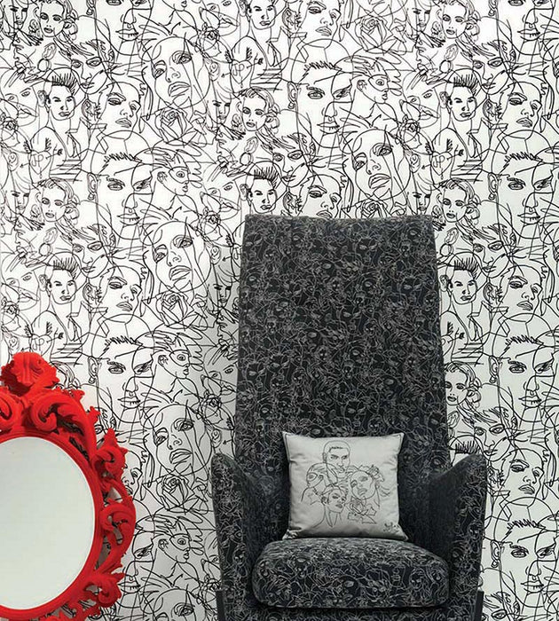 Jean Paul Gaultier Croquis Ecru / Noir Wallpaper Sample WH033220001