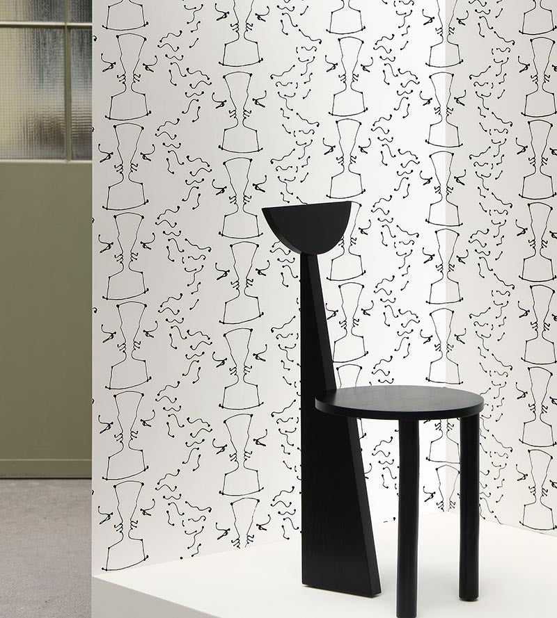 Lelievre Tete A Tete Ivoire Noir Wallpaper Sample WH064640001
