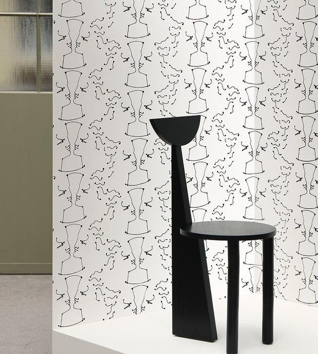 Lelievre Tete A Tete Ivoire Noir Wallpaper Sample WH064640001
