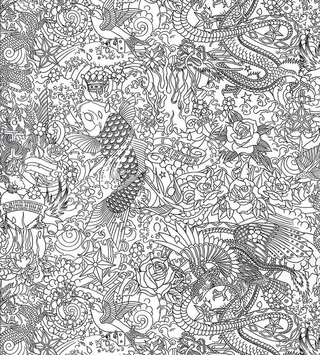 Jean Paul Gaultier Horimono Noir Wallpaper Sample WH033030006