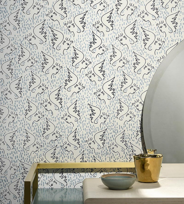Lelievre Figure D'Ange Celadon Wallpaper WH064660003
