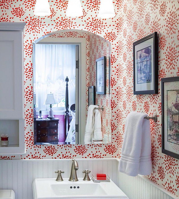 Hinson Fireworks Red On White Wallpaper WHNP1020000R