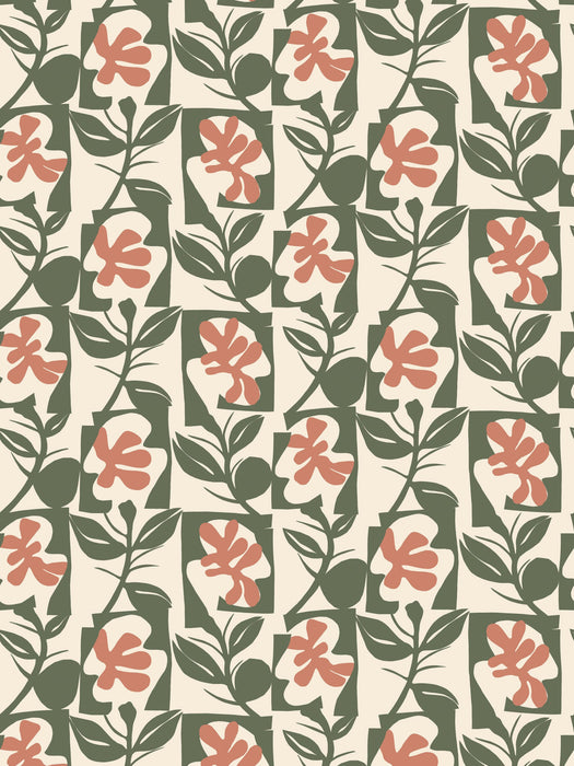 Scalamandre Pienet Naatit Coral Olive Wallpaper Sample WJ2259455947