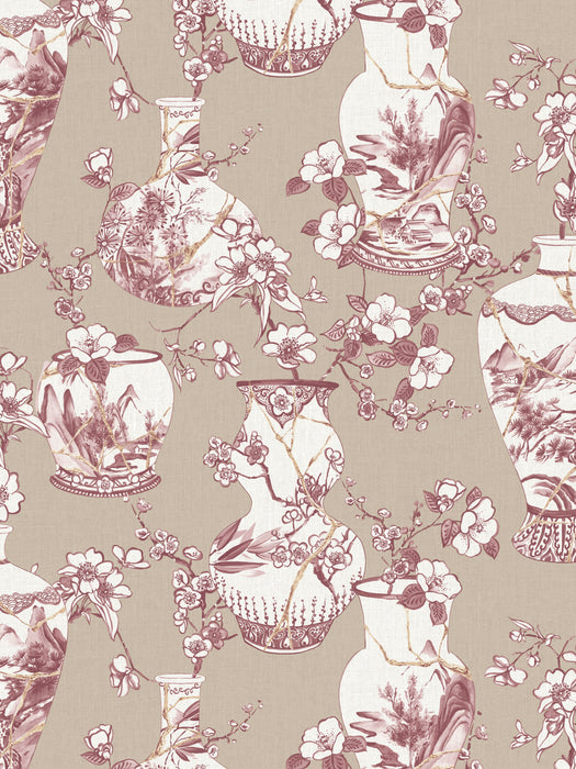 Scalamandre Kintsugi Pot Mauve Wallpaper Sample WJ267300003