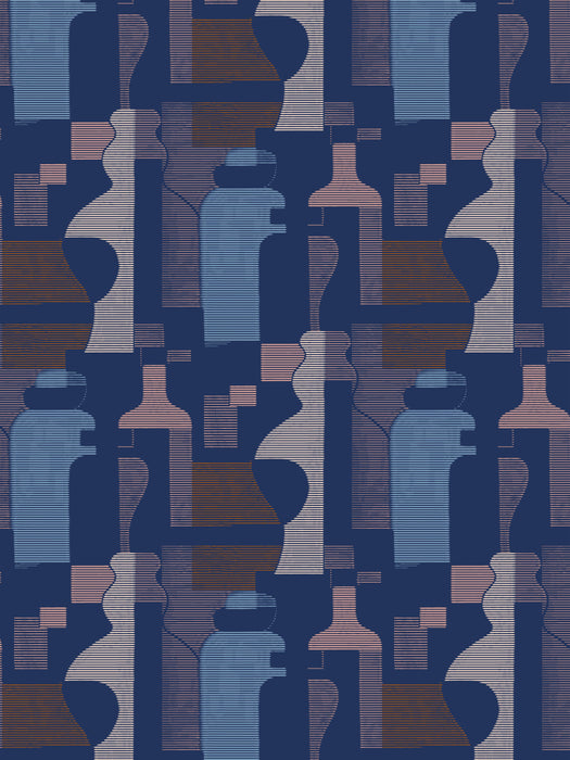 Scalamandre Forma | Metalized Marine Multi Wallpaper Sample WJ270030004