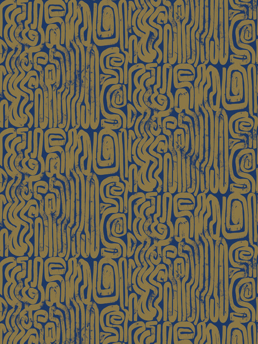 Scalamandre Bantu Nile & Metallic Gold Wallpaper Sample WJ262300005