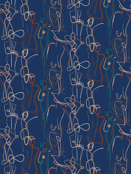 Scalamandre Heleine | Metalized Marine Multi Wallpaper Sample WJ270140014