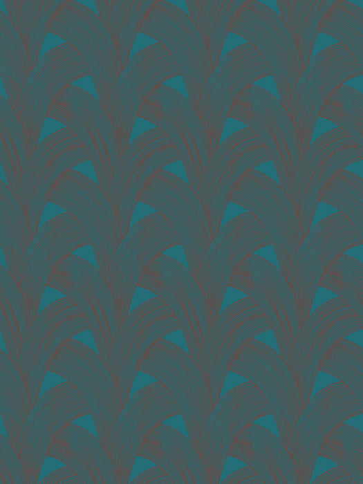 Scalamandre Fontaine | Metalized Coral Teal Wallpaper Sample WJ270240025