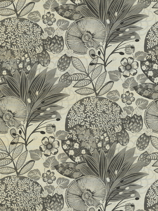 Scalamandre Lithops Grasscloth Black And White Wallpaper Sample WJ272440044