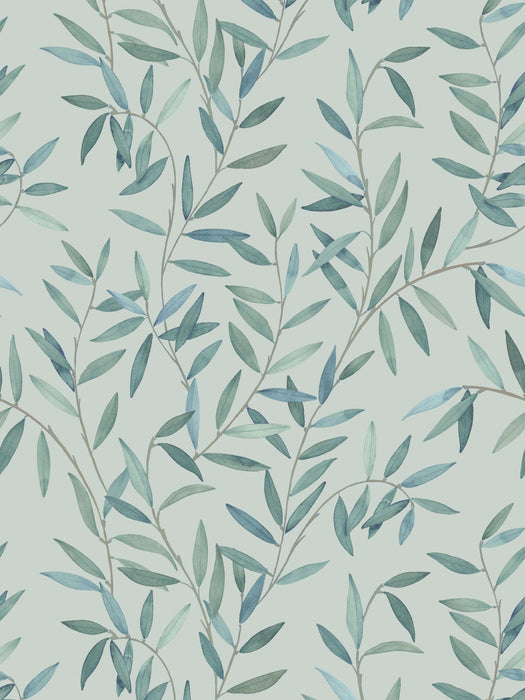 Scalamandre Oliveraie Teal Wallpaper Sample WJ272550058
