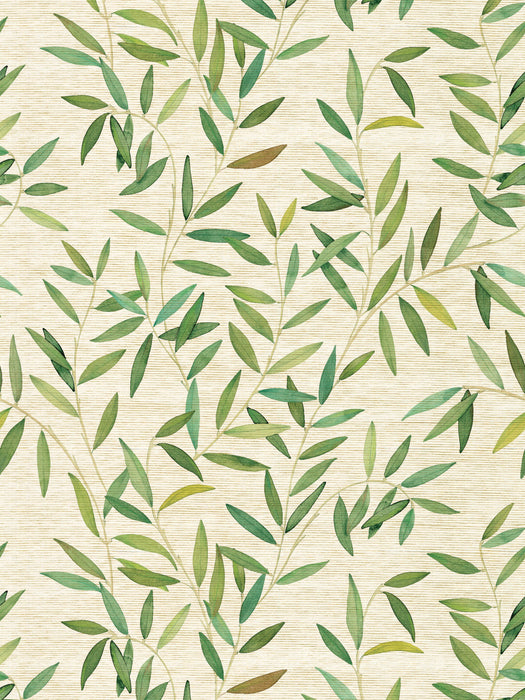 Scalamandre Oliveraie Raffia Golden Leaf Wallpaper Sample WJ272590059