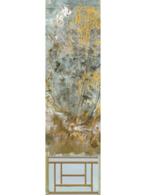 Nicolette Mayer Crested Crane Mural | Panel 1 Wheat Blue Wallpaper WNMCRESP10001