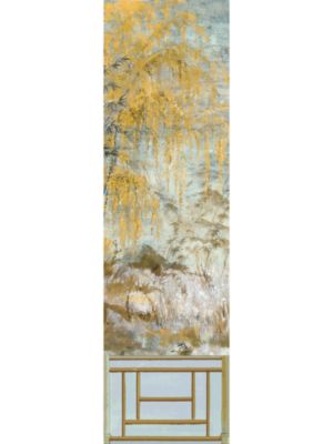 Nicolette Mayer Crested Crane Mural | Panel 2 Wheat Blue Wallpaper WNMCRESP20001