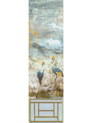 Nicolette Mayer Crested Crane Mural | Panel 3 Wheat Blue Wallpaper WNMCRESP30001