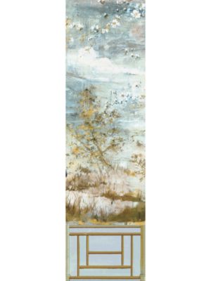 Nicolette Mayer Crested Crane Mural | Panel 4 Wheat Blue Wallpaper WNMCRESP40001