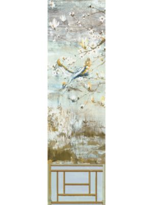 Nicolette Mayer Crested Crane Mural | Panel 5 Wheat Blue Wallpaper WNMCRESP50001