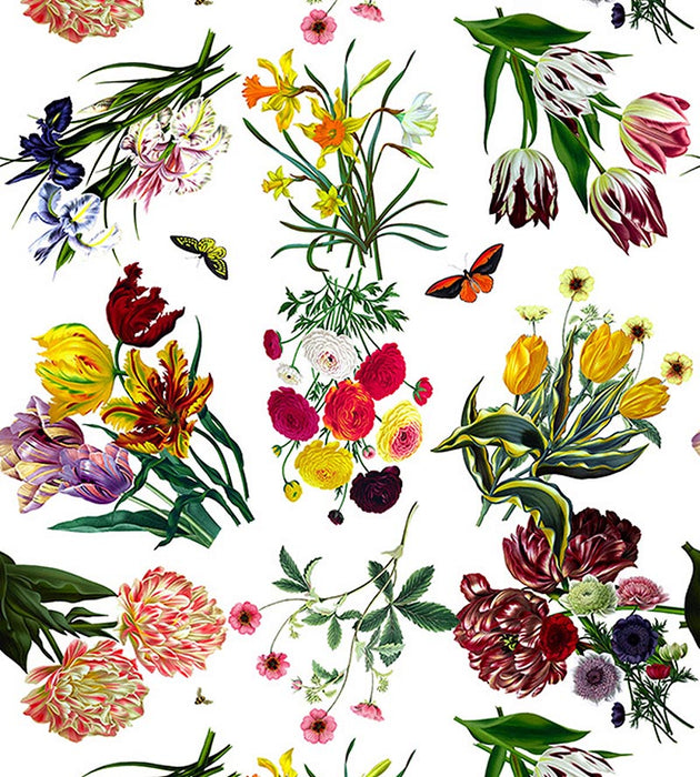 Nicolette Mayer Flora & Fauna White Wallpaper Sample WNMFLOR0001