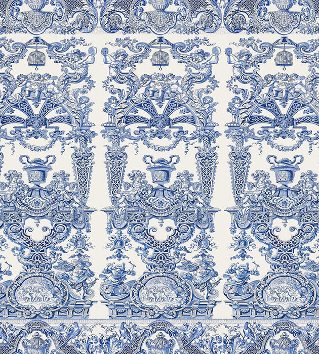 Nicolette Mayer Hampton Court - Panel Blue Wallpaper Sample WNMHAMP0001