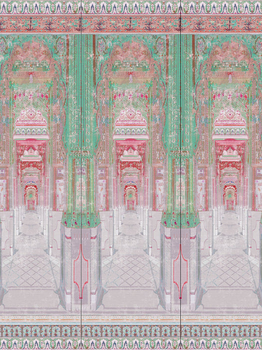 Nicolette Mayer Palatial Jaipur - Panel Green Coral Wallpaper Sample WNMJAIP0001