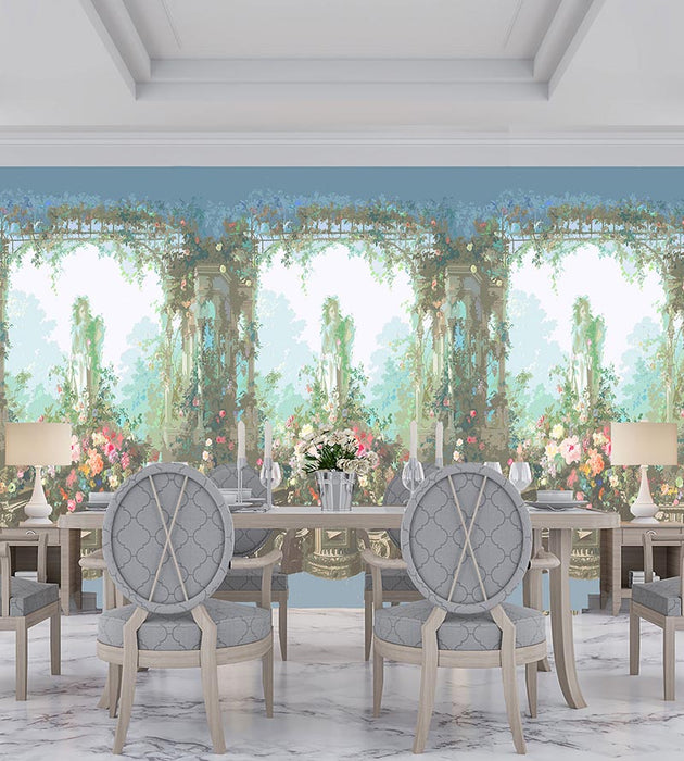 Nicolette Mayer Jardin Defosse Dyptich Chantilly - Pergola Panel Wallpaper Sample WNMJARP0001