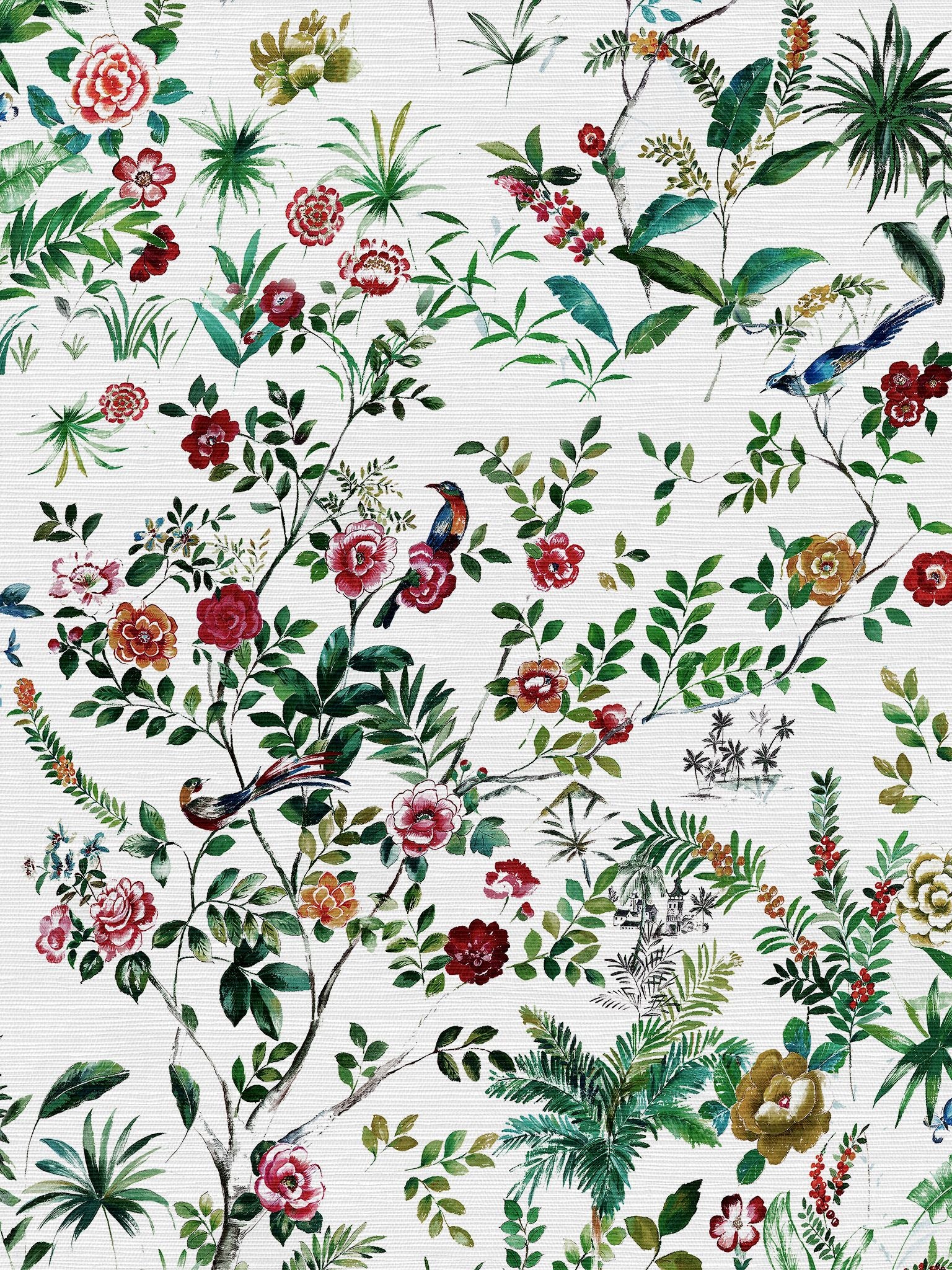 Nicolette Mayer Lost Pavilion Allover Multi On Pearl - Grasscloth Wallpaper Sample WNMLOSTAL0001